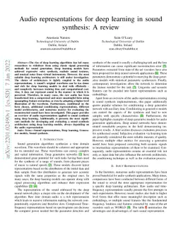 Audio representations for deep learning in sound synthesis: A review
