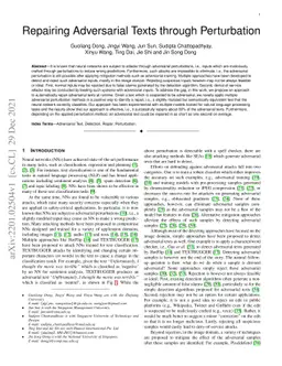 Repairing Adversarial Texts through Perturbation