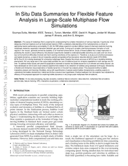 In Situ Data Summaries for Flexible Feature Analysis in Large-Scale
  Multiphase Flow Simulations