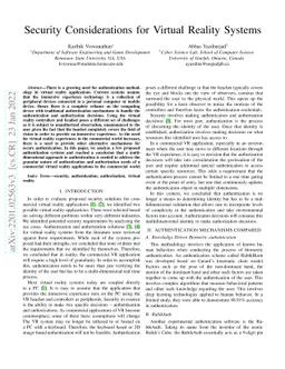 Security Considerations for Virtual Reality Systems