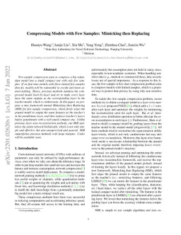 Compressing Models with Few Samples: Mimicking then Replacing