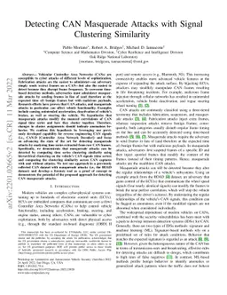 Detecting CAN Masquerade Attacks with Signal Clustering Similarity