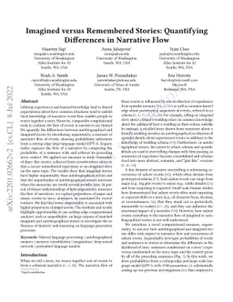 Imagined versus Remembered Stories: Quantifying Differences in Narrative
  Flow