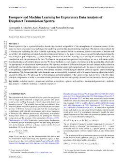 Unsupervised Machine Learning for Exploratory Data Analysis of Exoplanet
  Transmission Spectra