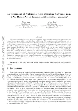 Development of Automatic Tree Counting Software from UAV Based Aerial
  Images With Machine Learning