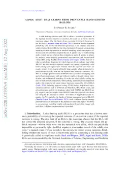 ALPHA: Audit that Learns from Previously Hand-Audited Ballots