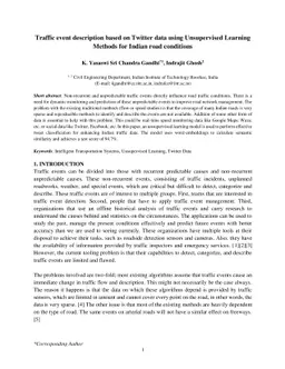 Traffic event description based on Twitter data using Unsupervised
  Learning Methods for Indian road conditions