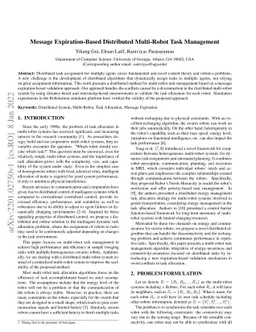 Message Expiration-Based Distributed Multi-Robot Task Management