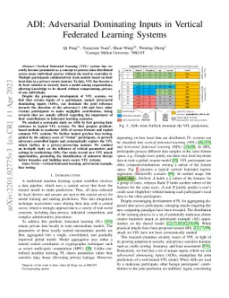 ADI: Adversarial Dominating Inputs in Vertical Federated Learning
  Systems