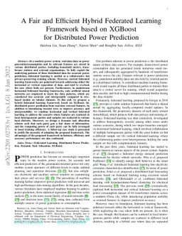 A Fair and Efficient Hybrid Federated Learning Framework based on
  XGBoost for Distributed Power Prediction