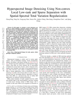Hyperspectral Image Denoising Using Non-convex Local Low-rank and Sparse
  Separation with Spatial-Spectral Total Variation Regularization