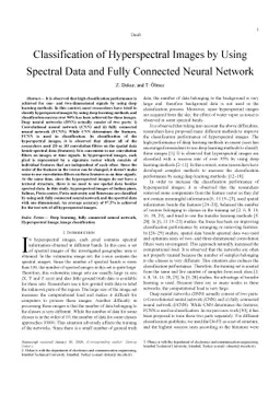 Classification of Hyperspectral Images by Using Spectral Data and Fully
  Connected Neural Network