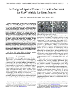 Self-aligned Spatial Feature Extraction Network for UAV Vehicle
  Re-identification