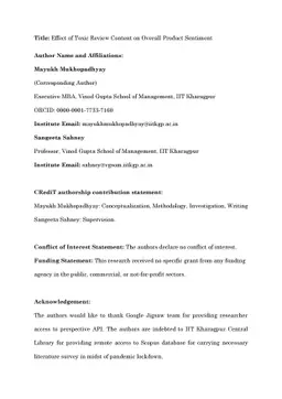 Effect of Toxic Review Content on Overall Product Sentiment
