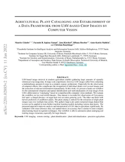 Agricultural Plant Cataloging and Establishment of a Data Framework from
  UAV-based Crop Images by Computer Vision