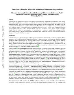 Weak Supervision for Affordable Modeling of Electrocardiogram Data