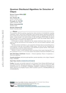 Quantum Distributed Algorithms for Detection of Cliques