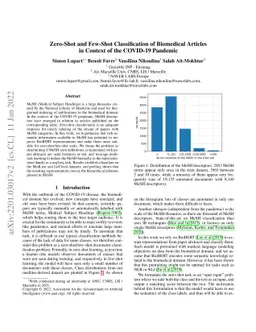 Zero-Shot and Few-Shot Classification of Biomedical Articles in Context
  of the COVID-19 Pandemic