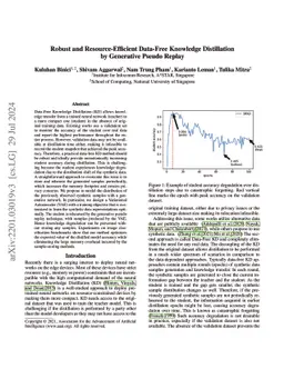 Robust and Resource-Efficient Data-Free Knowledge Distillation by
  Generative Pseudo Replay