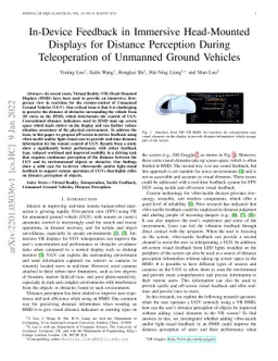 In-Device Feedback in Immersive Head-Mounted Displays for Distance
  Perception During Teleoperation of Unmanned Ground Vehicles