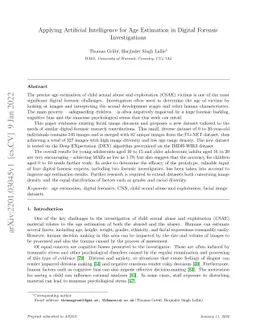 Applying Artificial Intelligence for Age Estimation in Digital Forensic
  Investigations