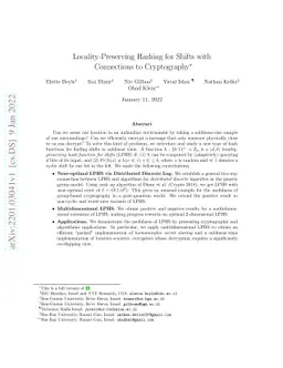 Locality-Preserving Hashing for Shifts with Connections to Cryptography