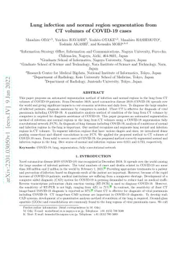 Lung infection and normal region segmentation from CT volumes of
  COVID-19 cases