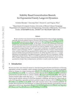 Stability Based Generalization Bounds for Exponential Family Langevin
  Dynamics