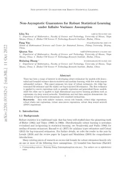 Non-Asymptotic Guarantees for Robust Statistical Learning under Infinite
  Variance Assumption