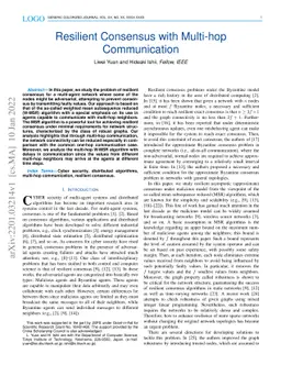 Resilient Consensus with Multi-hop Communication