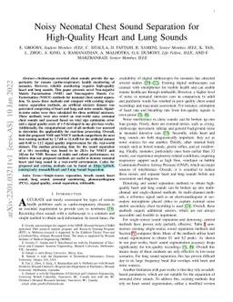 Noisy Neonatal Chest Sound Separation for High-Quality Heart and Lung
  Sounds