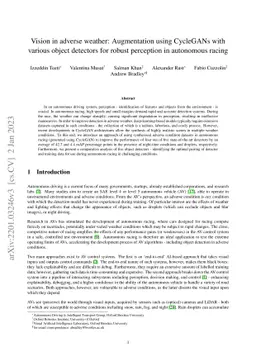 Vision in adverse weather: Augmentation using CycleGANs with various
  object detectors for robust perception in autonomous racing