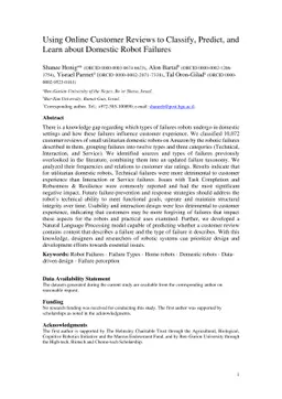 Using Online Customer Reviews to Classify, Predict, and Learn about
  Domestic Robot Failures