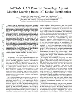 IoTGAN: GAN Powered Camouflage Against Machine Learning Based IoT Device
  Identification