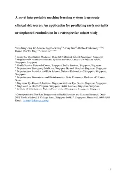 A novel interpretable machine learning system to generate clinical risk
  scores: An application for predicting early mortality or unplanned
  readmission in a retrospective cohort study