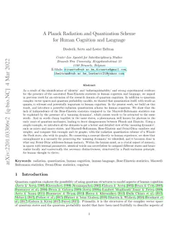 A Planck Radiation and Quantization Scheme for Human Cognition and
  Language