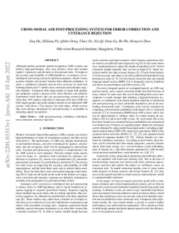 Cross-Modal ASR Post-Processing System for Error Correction and
  Utterance Rejection