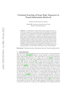 Continual Learning of Long Topic Sequences in Neural Information
  Retrieval