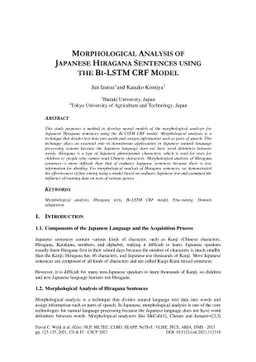 Morphological Analysis of Japanese Hiragana Sentences using the BI-LSTM
  CRF Model