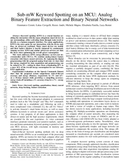 Sub-mW Keyword Spotting on an MCU: Analog Binary Feature Extraction and
  Binary Neural Networks