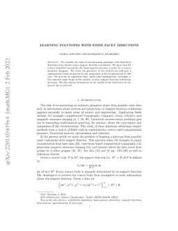 Learning polytopes with fixed facet directions