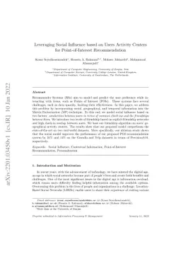 Leveraging Social Influence based on Users Activity Centers for
  Point-of-Interest Recommendation