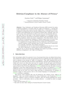 Deletion-Compliance in the Absence of Privacy
