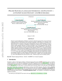 Polish Natural Language Inference and Factivity -- an Expert-based
  Dataset and Benchmarks