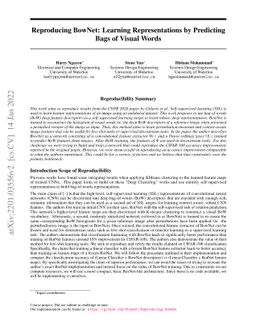 Reproducing BowNet: Learning Representations by Predicting Bags of
  Visual Words