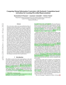 Competing Mutual Information Constraints with Stochastic
  Competition-based Activations for Learning Diversified Representations