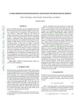 A Likelihood Ratio based Domain Adaptation Method for E2E Models
