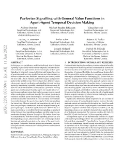 Pavlovian Signalling with General Value Functions in Agent-Agent
  Temporal Decision Making