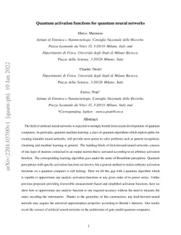 Quantum activation functions for quantum neural networks