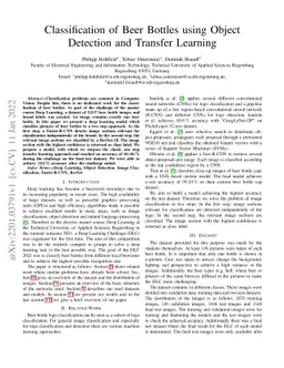 Classification of Beer Bottles using Object Detection and Transfer
  Learning